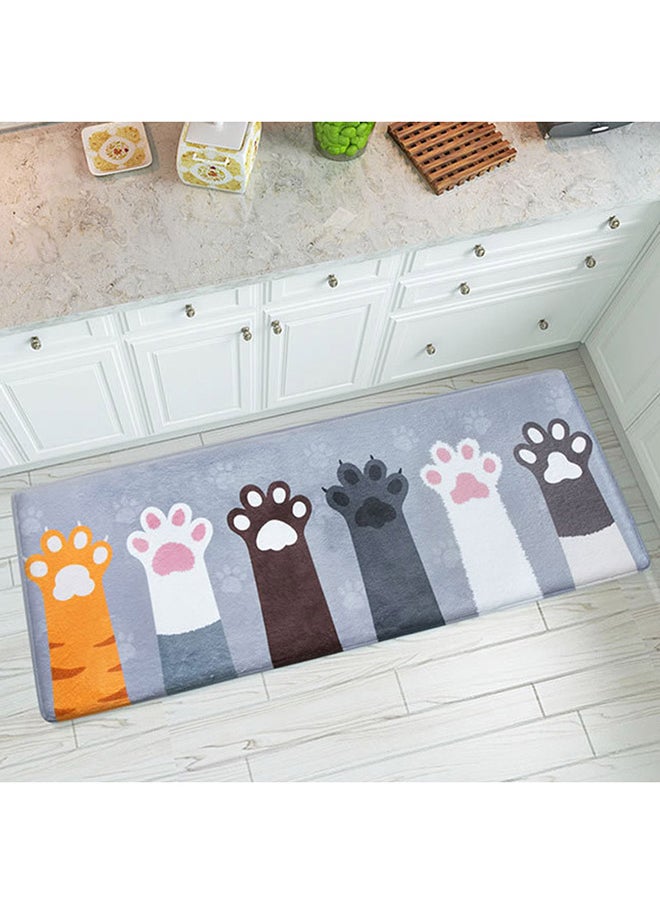 Printed Cat's Paw Carpet Mat Grey/Yellow/White 120x45cm