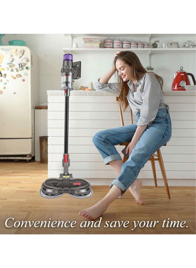 Electric Mop Attachment Compatible with Dyson V11 V10 V8 V7 V15 Cordless Vacuum Cleaner, Removable Water Tank with 6 Washable Mop Pads and Water Cup, Hardwood Floor Cleaning Attachment