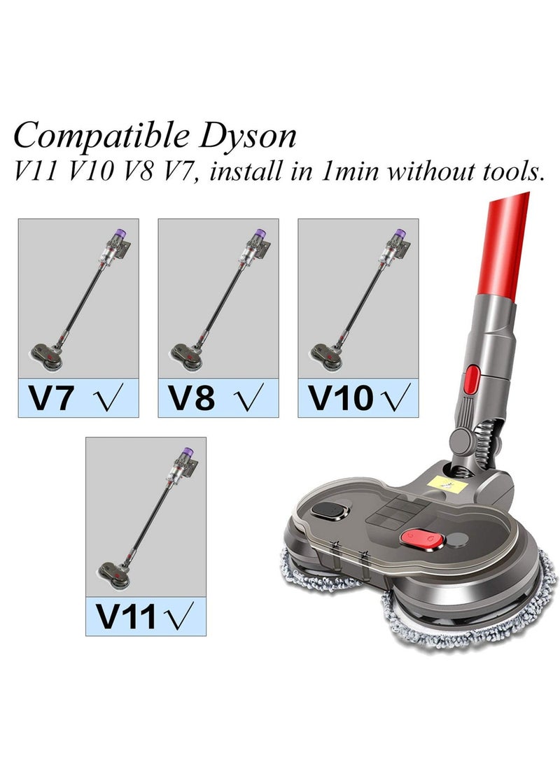 Electric Mop Attachment Compatible with Dyson V11 V10 V8 V7 V15 Cordless Vacuum Cleaner, Removable Water Tank with 6 Washable Mop Pads and Water Cup, Hardwood Floor Cleaning Attachment