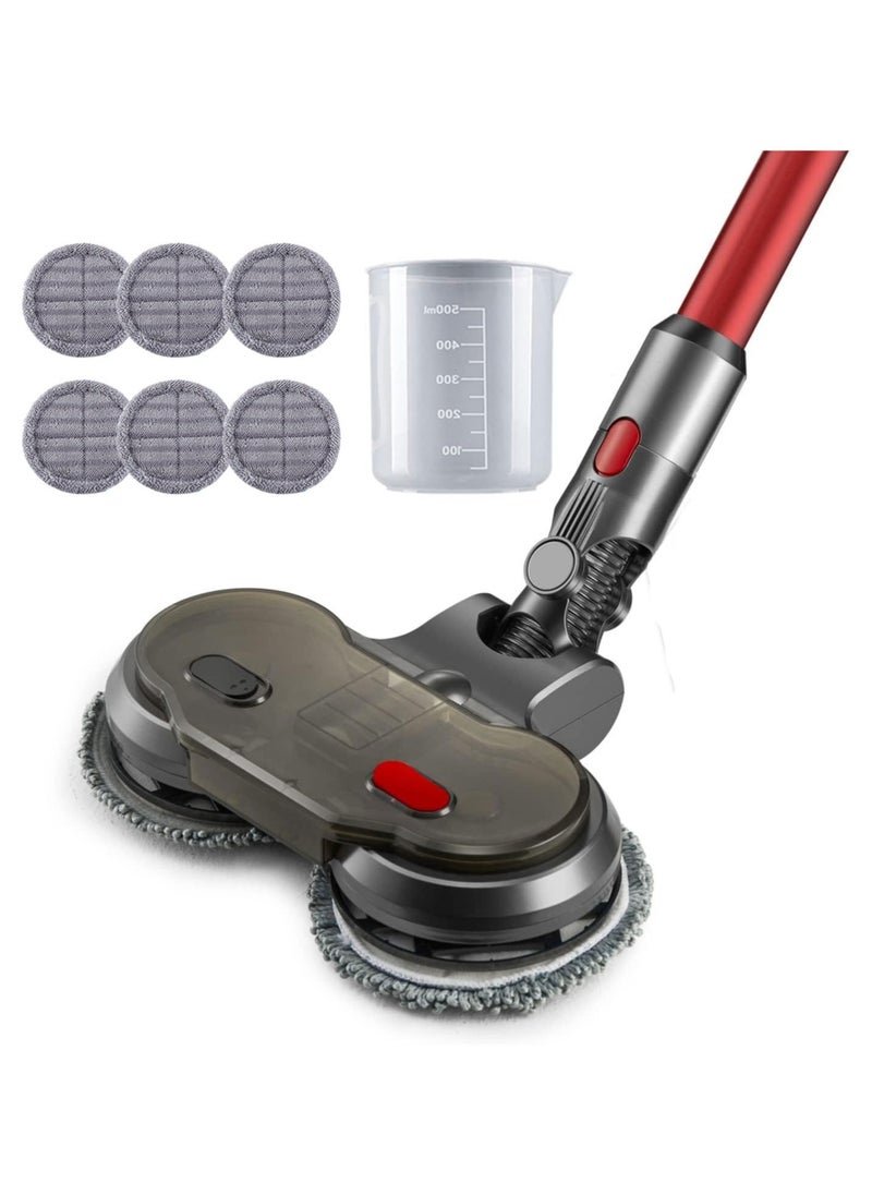 Electric Mop Attachment Compatible with Dyson V11 V10 V8 V7 V15 Cordless Vacuum Cleaner, Removable Water Tank with 6 Washable Mop Pads and Water Cup, Hardwood Floor Cleaning Attachment