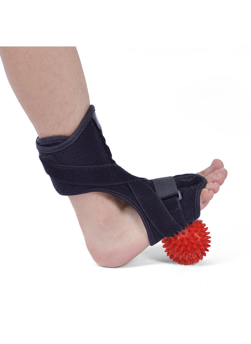 Nighttime Aluminum Splint with Red PVC Ball for Foot Support Black + massage ball