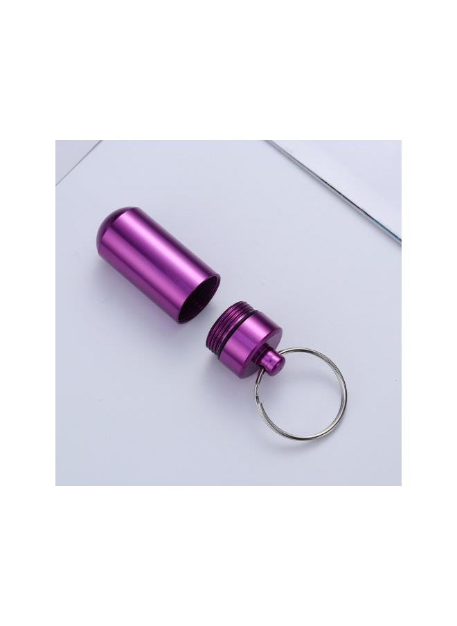 Travel Pill Case 5pcs Waterproof Aluminum Alloy Pill Box Pill Holder Bottle Container with Keychain(Purple)