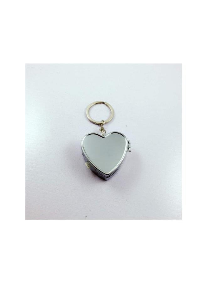 Heart Pill Box Keychain Two Compartment Medicine Holder Container Organizer Keyring