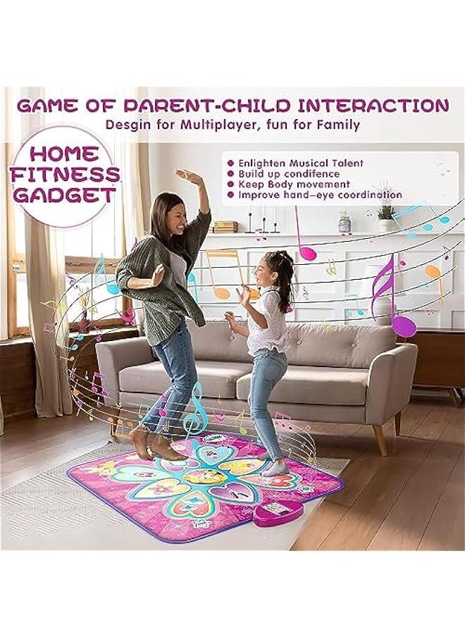 Dance Girls Mat Toys for 3-12 Year Old Girls, Dance Pad with 7 Game Modes,Adjustable Volume,LED Light,Birthday for 3 4 5 6 7 8 9+ Year Old Girls