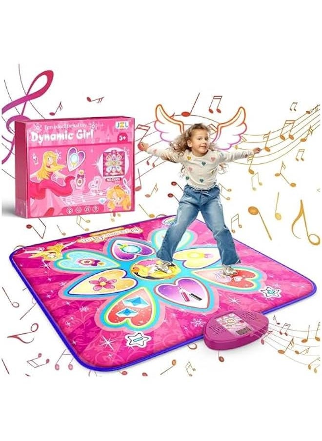 Dance Girls Mat Toys for 3-12 Year Old Girls, Dance Pad with 7 Game Modes,Adjustable Volume,LED Light,Birthday for 3 4 5 6 7 8 9+ Year Old Girls