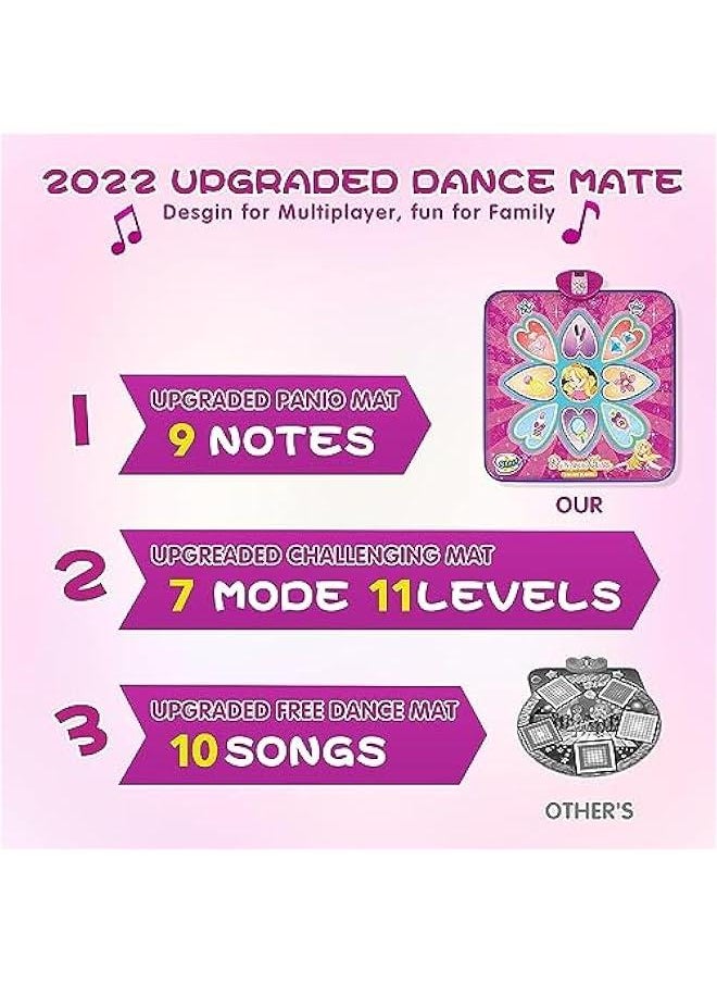 Dance Girls Mat Toys for 3-12 Year Old Girls, Dance Pad with 7 Game Modes,Adjustable Volume,LED Light,Birthday for 3 4 5 6 7 8 9+ Year Old Girls