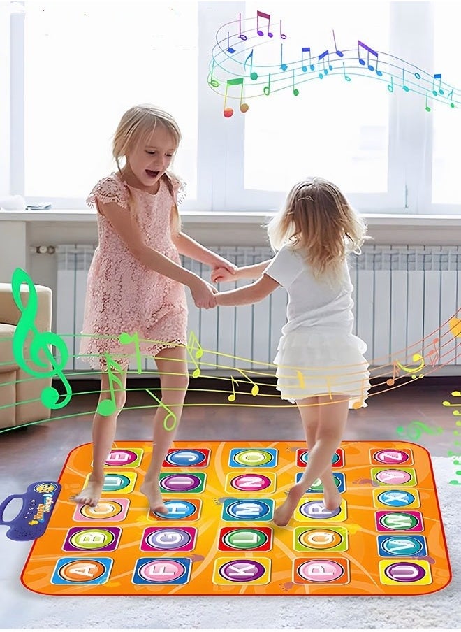 Alphabet Learning Dance Playmat, English Alphabet Practice Game Mat with Backgroud Music, Electronic Dance Challenge Mat, Gift Toys Paty Favors for Family, Boys, Girls, Kids