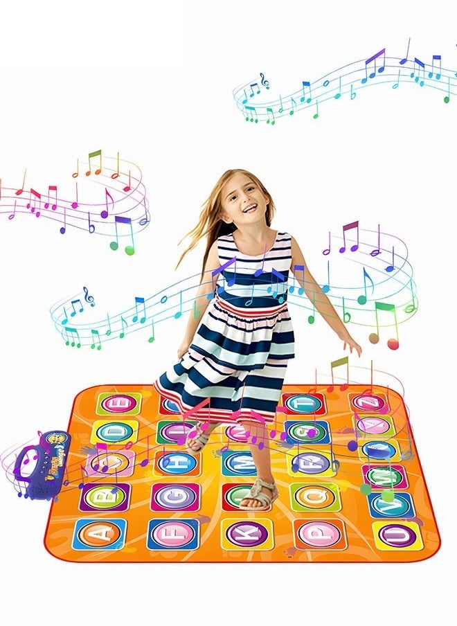 Alphabet Learning Dance Playmat, English Alphabet Practice Game Mat with Backgroud Music, Electronic Dance Challenge Mat, Gift Toys Paty Favors for Family, Boys, Girls, Kids