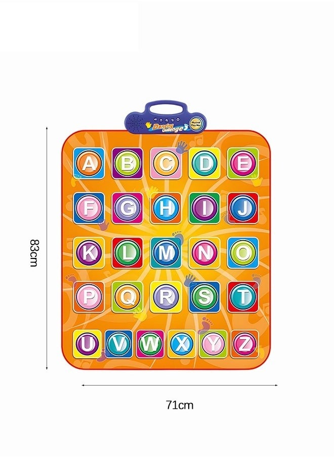 Alphabet Learning Dance Playmat, English Alphabet Practice Game Mat with Backgroud Music, Electronic Dance Challenge Mat, Gift Toys Paty Favors for Family, Boys, Girls, Kids