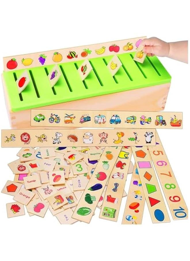 Wooden Montessori Toys for Toddlers,Learning Activities Sorting Box Educational Toys Preschool Kindergarten Games Motor Skills STEM for Girls Boys Age 1 2 3 4 Year Old Kids Birthday Gift