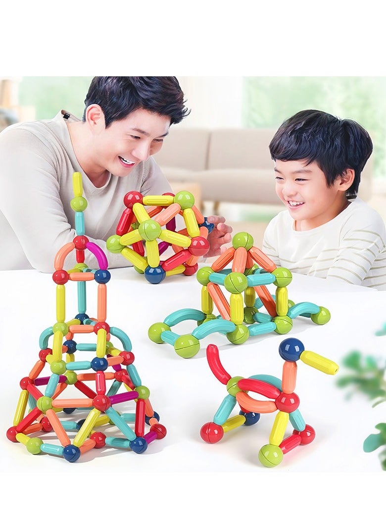 64 PCS Magnetic Building Toys for Kids, Magnet Blocks Sticks & Ball Creativity Game,  Development Kit for Preschool Girls,Boys Ideal Gift Set