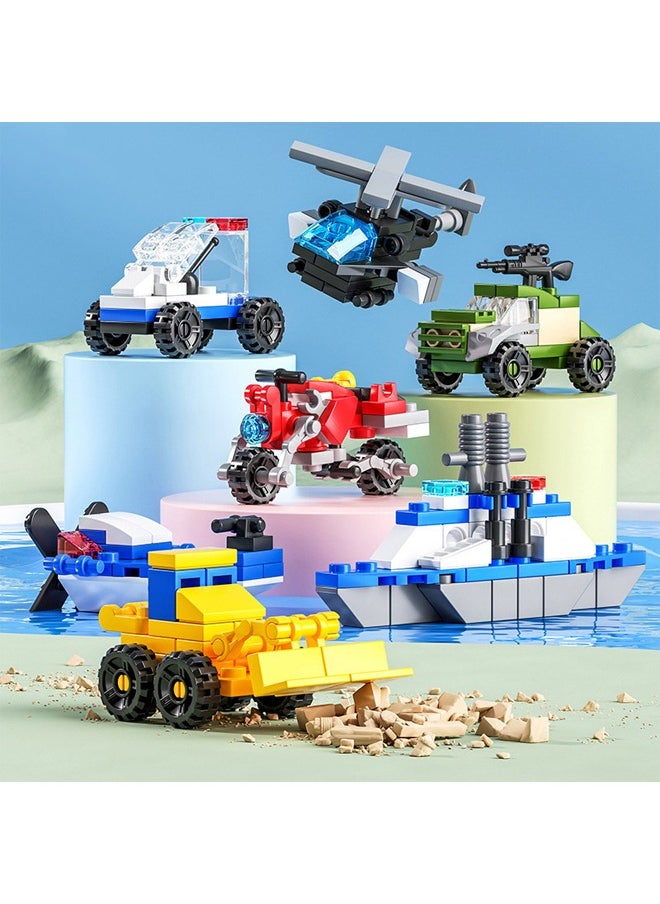 835PCS - 30 Models Building Brick Sets, Fire Truck Building Set - City Police Car Building Toys - Engineering Cars Building Brick Sets - Car Army Tank Toys, 3D Boys and Girls Mini Building Toys for Party Favors, Kids Prizes