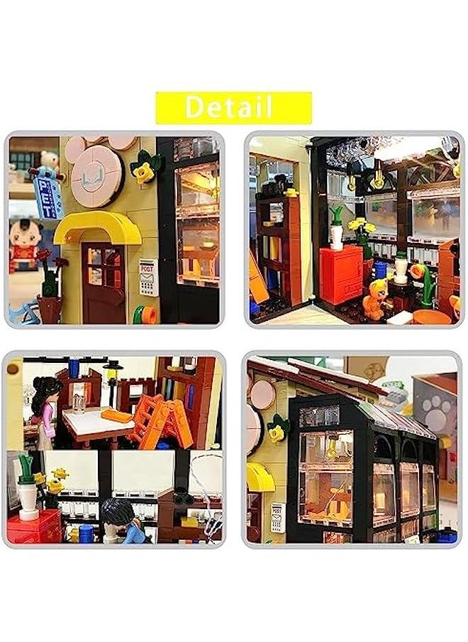 640 pcs Pet Bookstore Building Block Set,Dream Villa Street View Model Building Blocks Toy FC8503 [Bookstore] 640 Granules