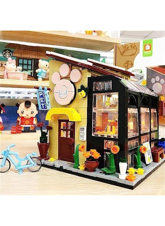 640 pcs Pet Bookstore Building Block Set,Dream Villa Street View Model Building Blocks Toy FC8503 [Bookstore] 640 Granules