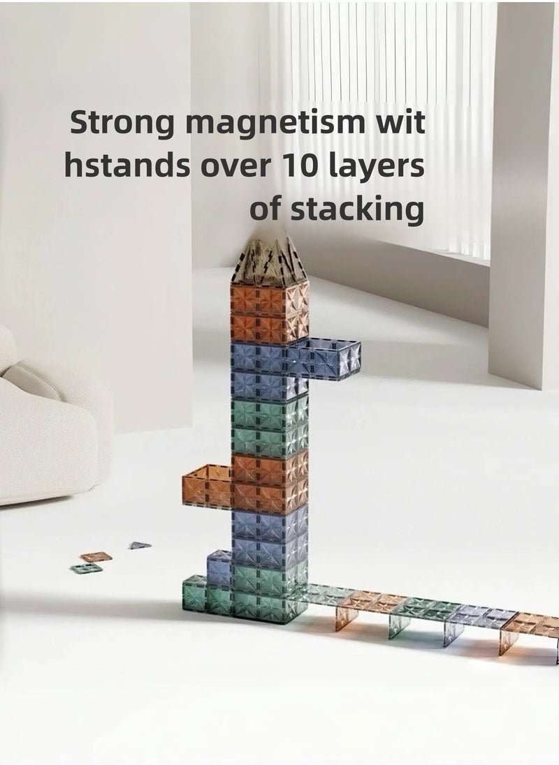 New Magnetic Building Tiles 100 Pcs Set of Vibrant 4D Blocks, Encourages Creative Construction, Promotes Educational Brain Development,STEM Toy for Kids 2+Years