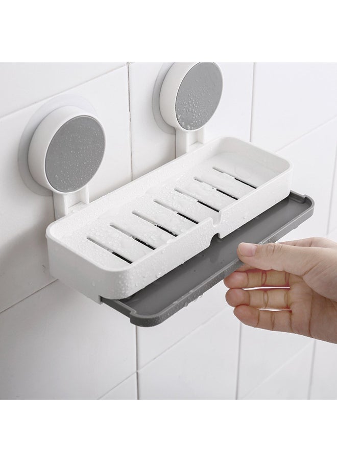 Soap Dish Holder White/Grey 20.8 x 7.8 x 12.5centimeter