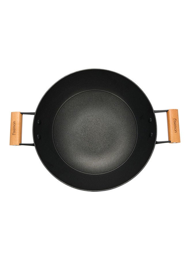 Wok Pan With Handle And Glass Lid 32x9.2cm/5LTR Black/Clear