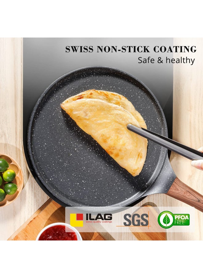 SENSARTE Crepe Pan Handle Accessories Repalcement Only Compatible Nonstick Crepe Pan, 10 inch Swiss Granite Coating Dosa Pan Pancake Flat Skillet Tawa Griddle