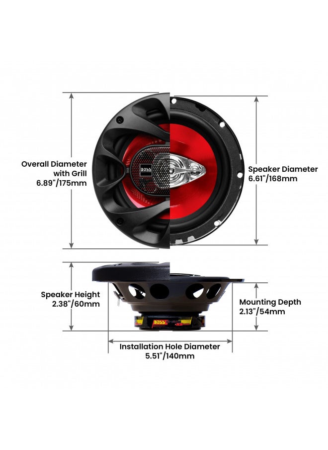 BOSS Audio Systems CH6530 Chaos Series 6.5 Inch Car Door Speakers - 300 Watts (Pair), 3 Way, Full Range, Tweeters, Coaxial, Sold in Pairs