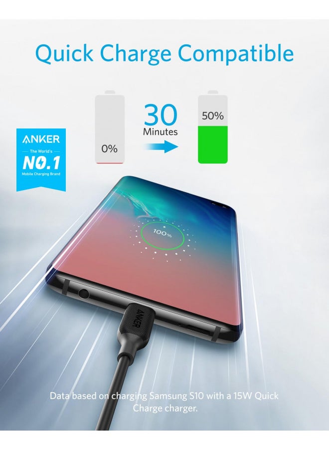 USB Type C Cable, Anker Powerline III USB-A to USB-C Fast Charging Cord (10 ft), Compatible with Samsung Galaxy S10 S9 Plus S8 Plus, LG V20 G7 G6 G5, Sony XZ, and More