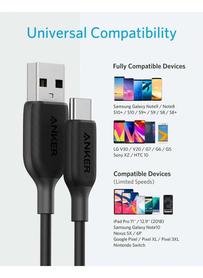 USB Type C Cable, Anker Powerline III USB-A to USB-C Fast Charging Cord (10 ft), Compatible with Samsung Galaxy S10 S9 Plus S8 Plus, LG V20 G7 G6 G5, Sony XZ, and More