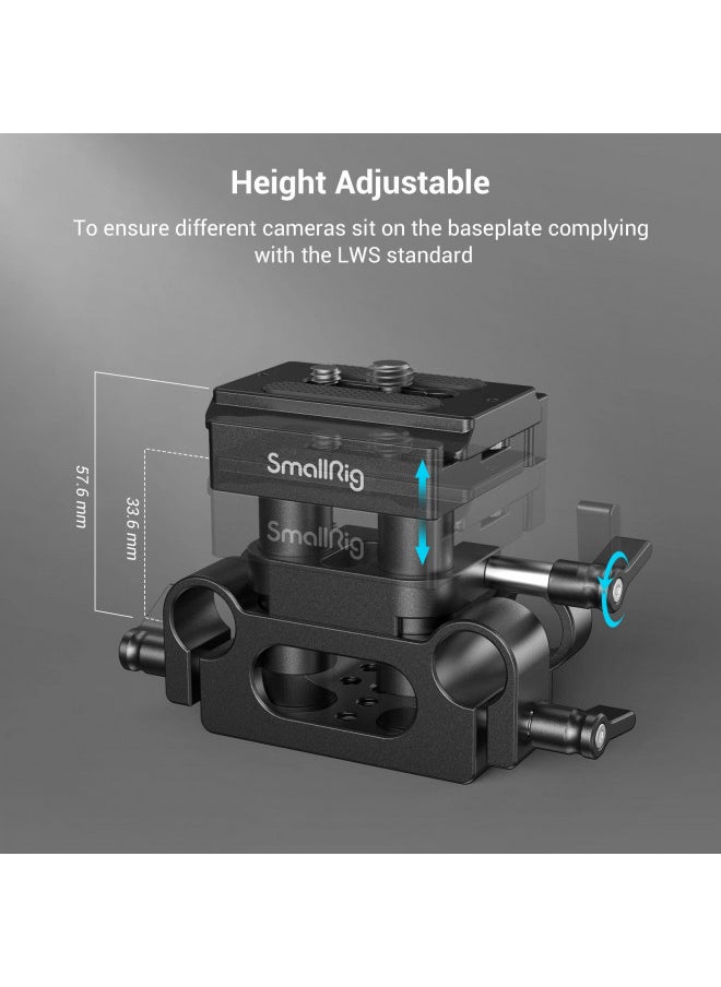 SMALLRIG Universal 15mm Rail Support System with 15mm Rod Clamp and Quick Release Plate - 2272