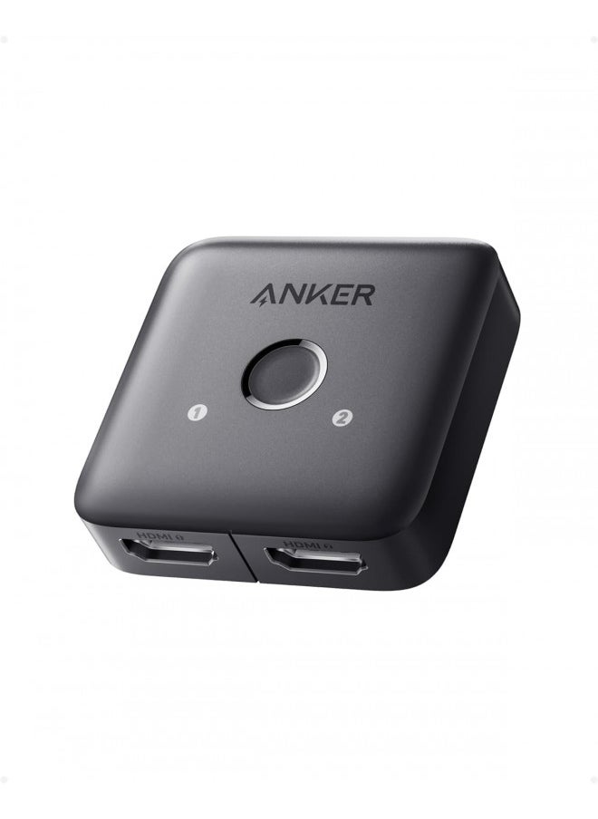 Anker HDMI Switch, 4K@60Hz Bi-Directional HDMI Switcher, 2 In 1 Out with Smooth Finish, Supports HDR, 3D, Dolby, Compatible with Laptops, PC, Xbox Series, PS5 / PS4, Projector, and More