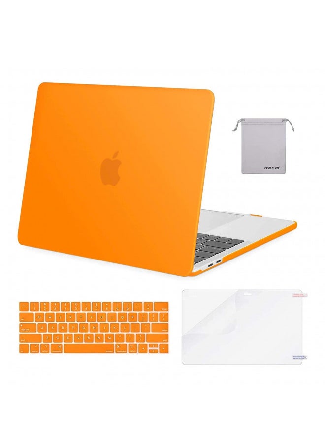 MOSISO Compatible with MacBook Pro 13 inch Case M2 2023, 2022, 2021-2016 A2338 M1 A2251 A2289 A2159 A1989 A1708 A1706, Plastic Hard Shell&Keyboard Cover&Screen Protector&Storage Bag, Orange