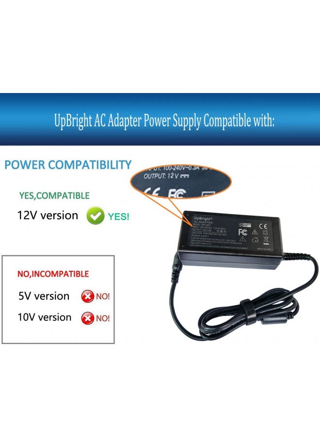 UpBright 12V AC Adapter Compatible with Arcade1up Game Machine Arcade 1up ALL Riser Cocktail Table RYJ0136PAU0 RYJ0136PAU1 RYJ0136PAU2 RYJ0136PAU3 RYJ0136PAU4 RYJ0136PAU5 BIton BI36-120300-U2 3A Power