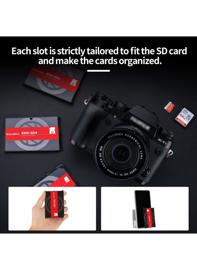 Kiorafoto KHD-SD4 Easy Carry 4 Slots Slim Credit Card Size Lightweight Portable SD Memory Card Case Storage Keeper Holder Protector for 4 SD SDHC SDXC Cards