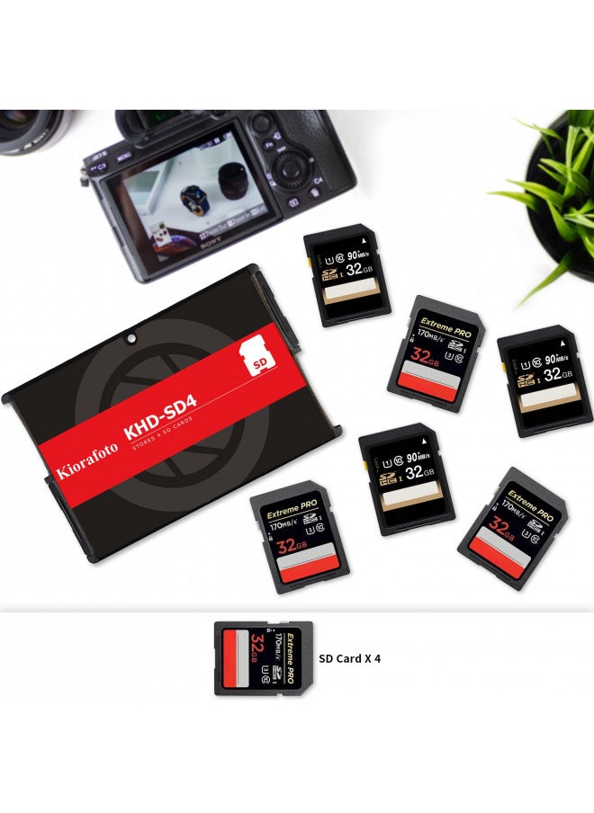 Kiorafoto KHD-SD4 Easy Carry 4 Slots Slim Credit Card Size Lightweight Portable SD Memory Card Case Storage Keeper Holder Protector for 4 SD SDHC SDXC Cards