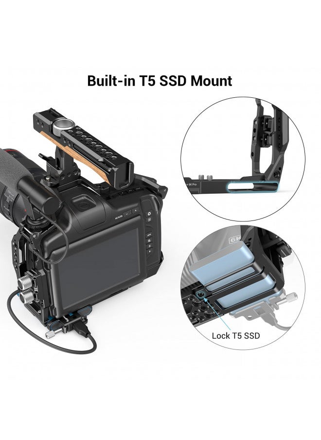 SmallRig Full Cage Compatible with BMPCC 6K Pro Only for Blackmagic Pocket Cinema Camera 6K Pro, Built-in NATO Rail & Cold Shoe Mount - 3270