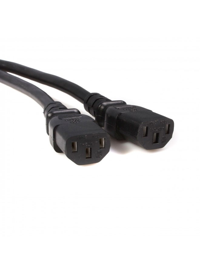 StarTech.com 10ft (3m) Power Extension Cord Splitter, C14 to 2x C13, 13A 250V, 16AWG, Computer Power Cord Extension, IEC 320 C14 to 2x C13 AC Extension Cable for Power Supply, UL Listed (PXT100Y)