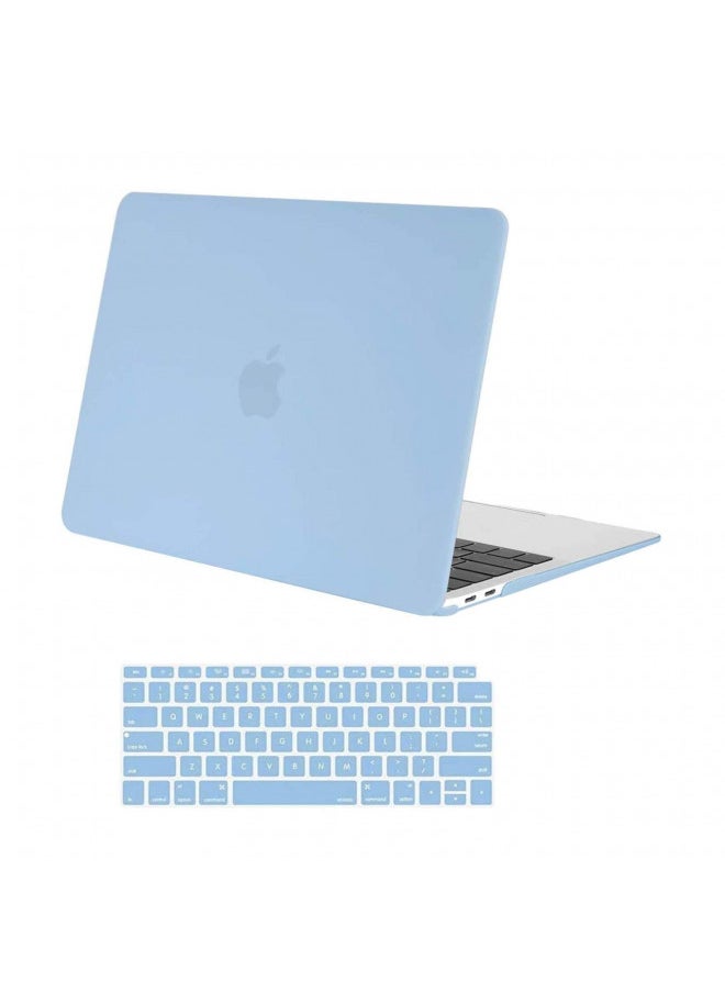 MOSISO Compatible with MacBook Air 13 inch Case 2022 2021 2020 2019 2018 Release A2337 M1 A2179 A1932 Retina Display with Touch ID, Plastic Hard Shell Case & Keyboard Cover Skin, Airy Blue