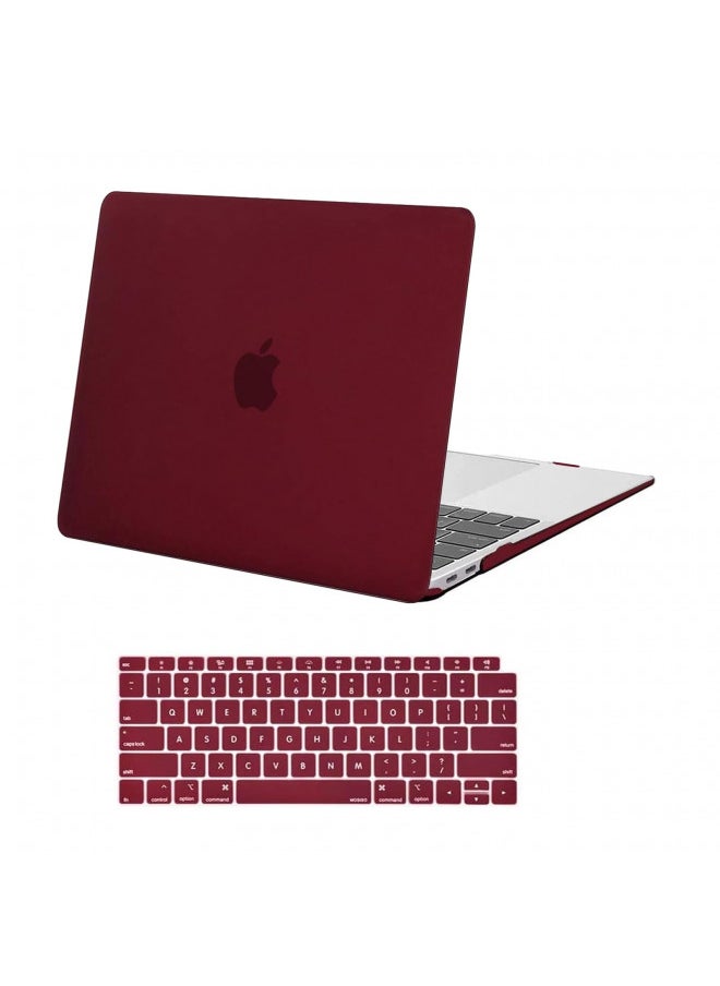 MOSISO Compatible with MacBook Air 13 inch Case 2022 2021 2020 2019 2018 Release A2337 M1 A2179 A1932 Retina Display with Touch ID, Plastic Hard Shell Case & Keyboard Cover Skin, Marsala Red