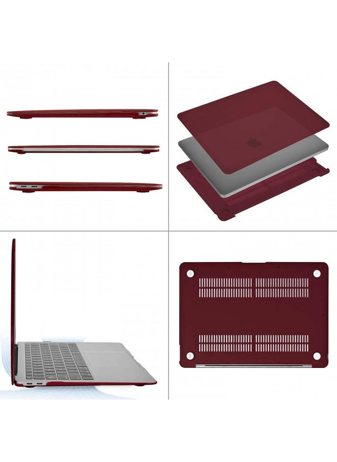 MOSISO Compatible with MacBook Air 13 inch Case 2022 2021 2020 2019 2018 Release A2337 M1 A2179 A1932 Retina Display with Touch ID, Plastic Hard Shell Case & Keyboard Cover Skin, Marsala Red