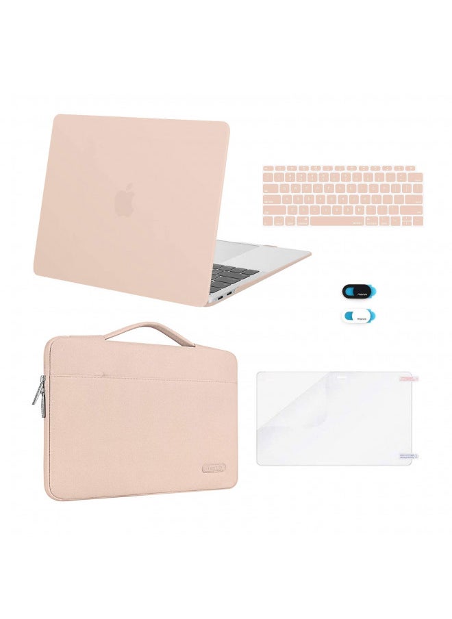 MOSISO Compatible with MacBook Air 13 inch Case 2022 2021 2020 2019 2018 Release A2337 M1 A2179 A1932 Retina Display, Plastic Hard Shell&Bag&Keyboard Skin&Webcam Cover&Screen Protector, Camel