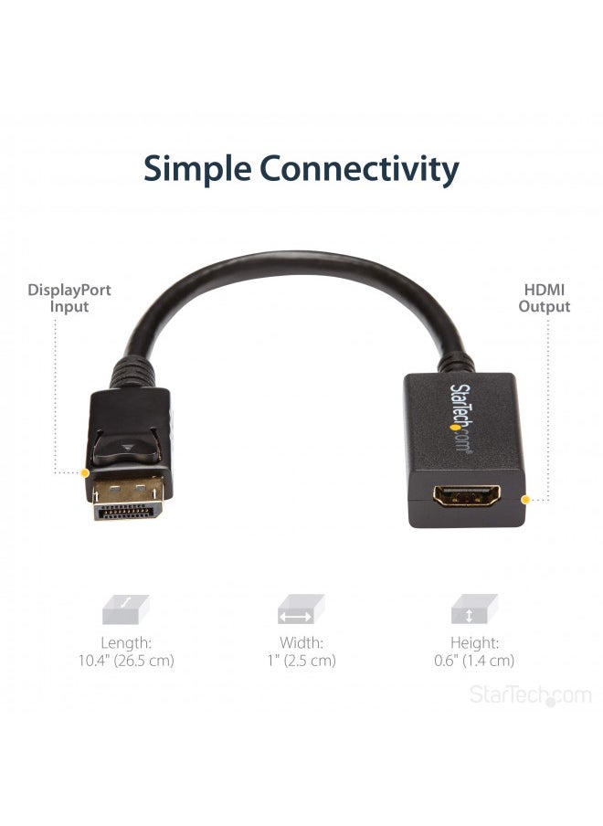 StarTech.com DisplayPort to HDMI Adapter - DP 1.2 to HDMI Video Converter 1080p - DP to HDMI Monitor/TV/Display Cable Adapter Dongle - Passive DP to HDMI Adapter - Latching DP Connector (DP2HDMI2)