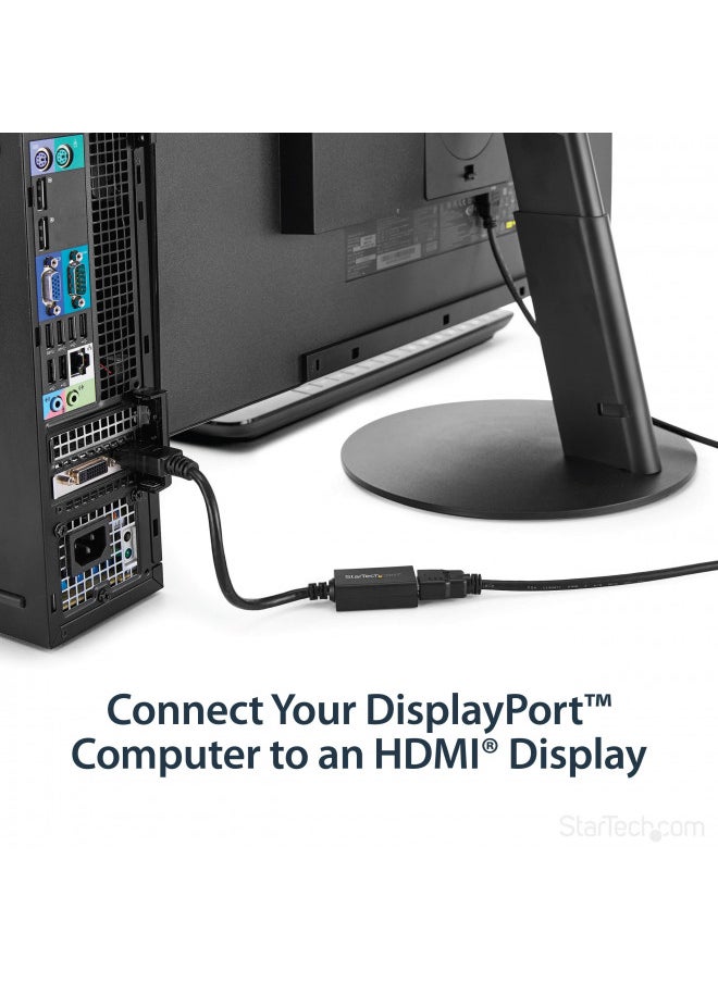 StarTech.com DisplayPort to HDMI Adapter - DP 1.2 to HDMI Video Converter 1080p - DP to HDMI Monitor/TV/Display Cable Adapter Dongle - Passive DP to HDMI Adapter - Latching DP Connector (DP2HDMI2)