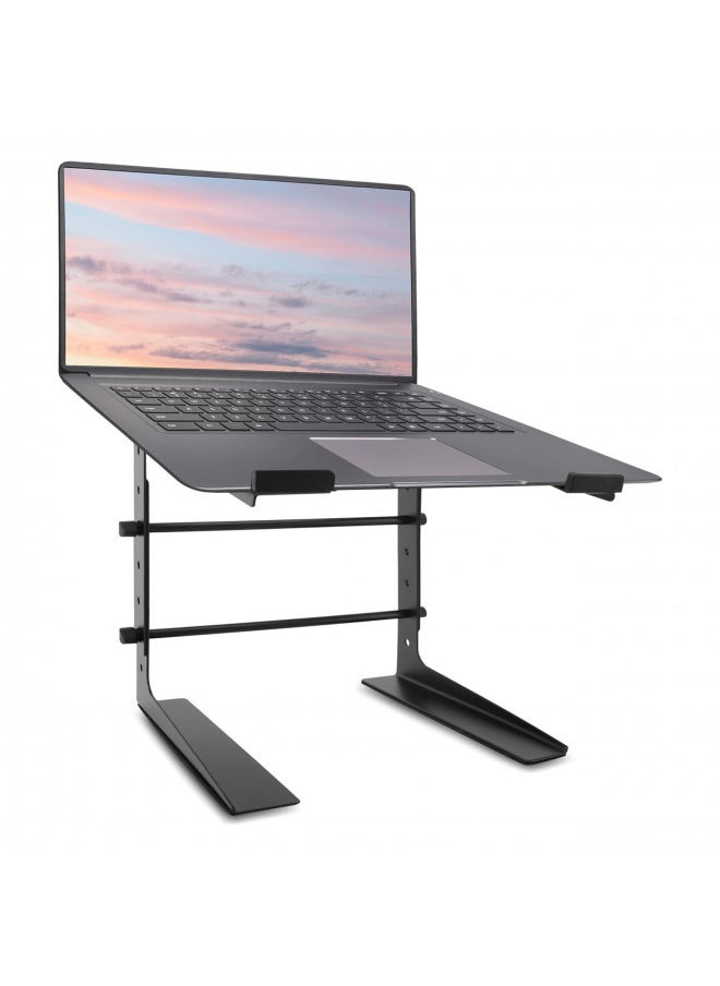 Pyle Portable Adjustable Laptop Stand - 6.3 to 10.9 Inch Anti-Slip Standing Table Monitor or Computer Desk Workstation Riser with Level Height Alignment for DJ, PC, Gaming, Home or Office - PLPTS25