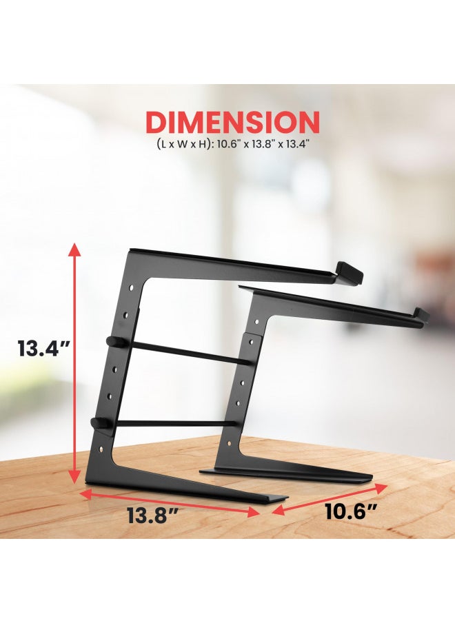 Pyle Portable Adjustable Laptop Stand - 6.3 to 10.9 Inch Anti-Slip Standing Table Monitor or Computer Desk Workstation Riser with Level Height Alignment for DJ, PC, Gaming, Home or Office - PLPTS25