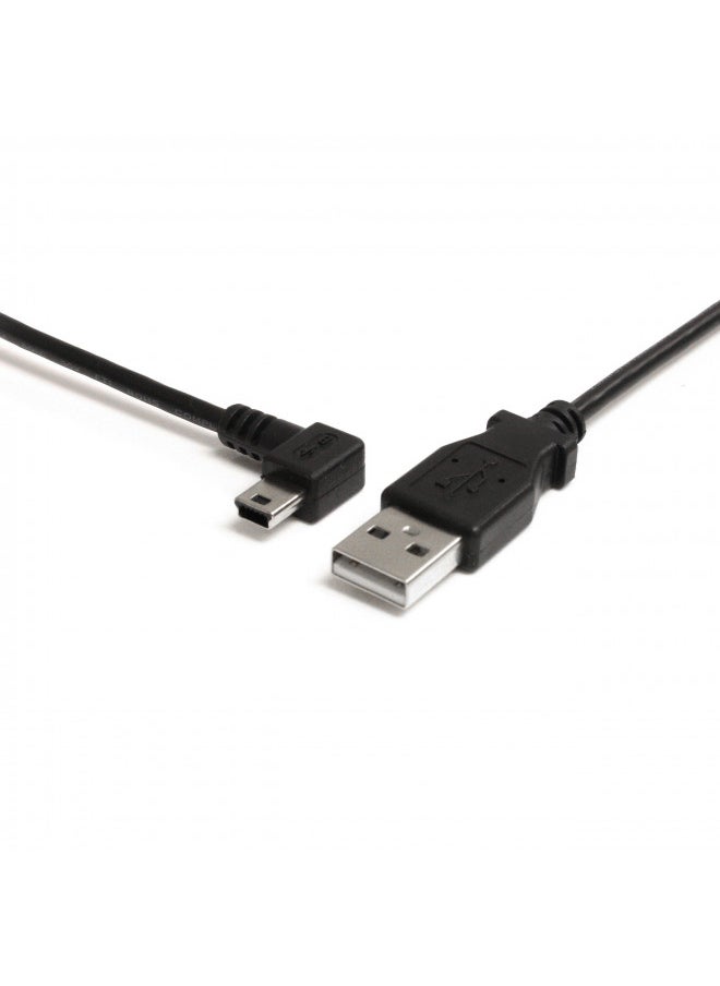 StarTech.com 3 ft. (0.9 m) Left Angle Mini USB Cable - USB 2.0 A to Left Angle Mini B - Black - Mini USB Cable (USB2HABM3LA)