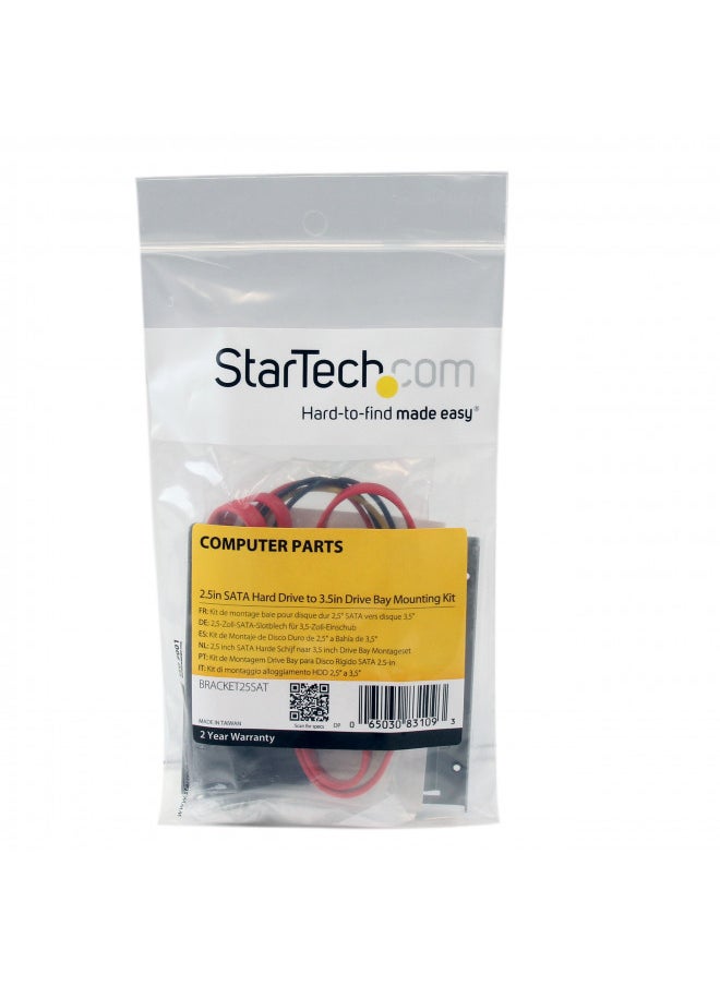 StarTech.com SSD Mounting Bracket - Solid Metal - 2.5in to 3.5 Hard Drive Adapter - SSD Bracket - SSD Upgrade Kit (BRACKET25SAT)