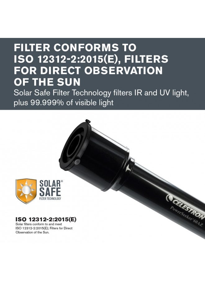 Celestron EclipSmart Safe Solar Eclipse Telescope Filter Meets ISO 12312-2:2015(E) Standards Works with Existing 60mm AZ & EQ Telescopes Observe Solar Eclipses and Sunspots Safe, Snug Fit