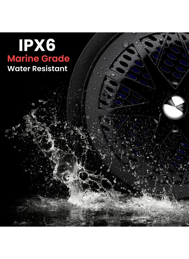 Pyle 5.25 Inch Dual Marine Speakers - 2 Way Waterproof and Weather Resistant Outdoor Audio Stereo Sound System with 100 Watt Power, Polypropylene Cone and Cloth Surround - 1 Pair - PLMR51B (Black)