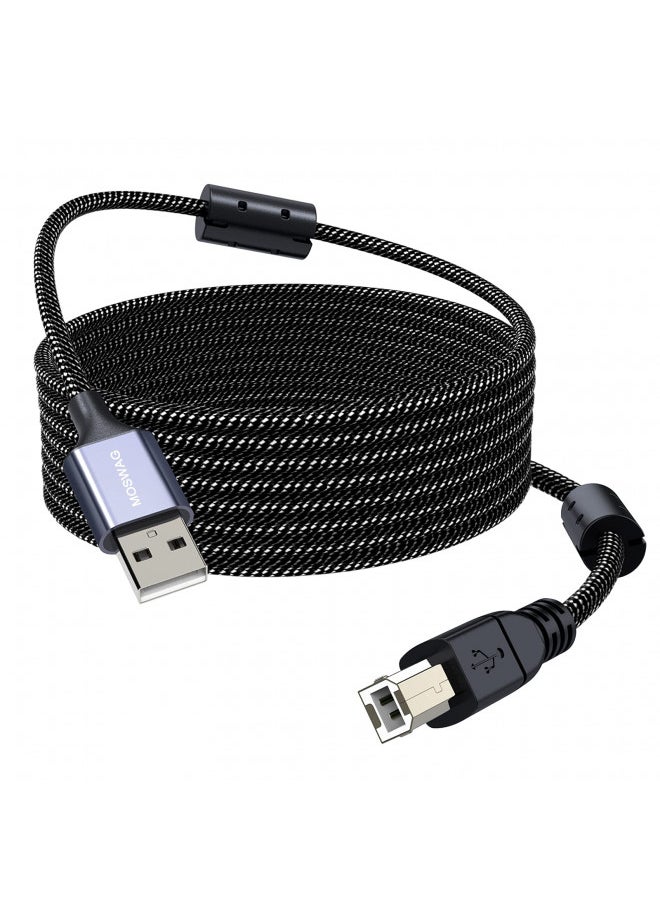 MOSWAG Long Printer Cable 16.4FT/5M Scanner Cable USB Printer Cord USB Type A to Type B Scanner Cord High Speed Compatible with HP,Canon,Epson,Dell,Lexmark,Brother,Xerox,Samsung and More