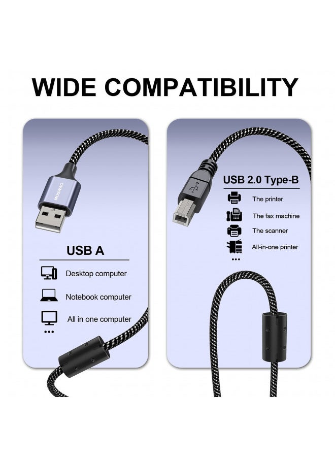 MOSWAG Long Printer Cable 16.4FT/5M Scanner Cable USB Printer Cord USB Type A to Type B Scanner Cord High Speed Compatible with HP,Canon,Epson,Dell,Lexmark,Brother,Xerox,Samsung and More