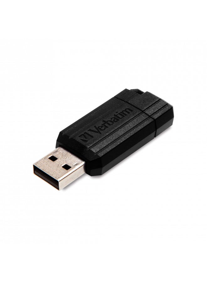 Verbatim 32GB PinStripe Retractable USB 2.0 Flash Thumb Drive with Microban Antimicrobial Product Protection Black