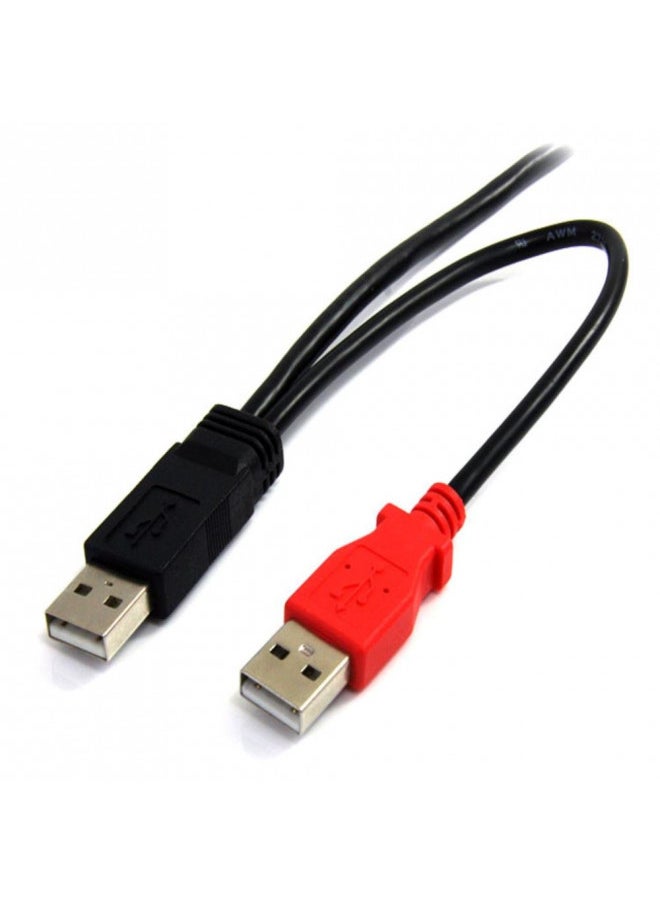 StarTech.com 1 ft USB Y Cable for External Hard Drive - USB A to mini B - USB cable - USB (M) to mini-USB Type B (M) - USB 2.0 - 1 ft - black - USB2HABMY1, 1 ft / 30cm