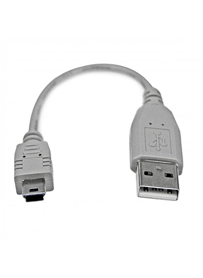 StarTech.com 6 in. USB to Mini USB Cable - USB 2.0 A to Mini B - Gray - Mini USB Cable (USB2HABM6IN)